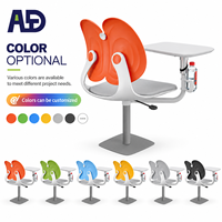 Chaise d'école en plastique OEM ODM avec tablette d'écriture, chaise pivotante pour formation scolaire avec porte-bouteille pour salle de classe