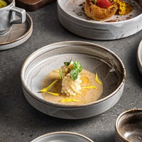 Service de vaisselle de luxe japonais en porcelaine ovale, assiettes créatives en céramique nordique, assiettes en céramique grises rustiques pour restaurant et hôtel