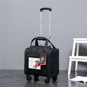 Oxford Cloth 16-Inch <strong>Small</strong> Boarding <strong>Suitcase</strong> for Kids with Spinner Caster <strong>Black</strong> Canvas Leather and Password Box - Product Image 6