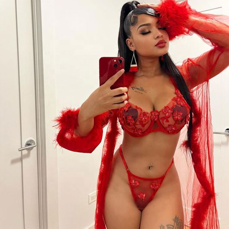 Sexy Fur Lingerie - Sheer Mesh Lace Bodysuit Set Sexy Fur Lingerie - Sheer Mesh Lace Bodysuit Set
