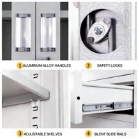 Armoire de rangement moderne pliable et réglable en acier laminé à froid avec 3 tiroirs et coffre-fort