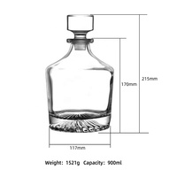 N66 Design moderne Décanteur à whisky Bouteille en verre transparent avec texture torsadée au fond Article en vente chaude