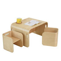 Ensemble table et chaises pour enfants en contreplaqué de bouleau moderne avec des fonctionnalités multifonctionnelles d'étude et de jeu 1 table + 2 chaises/ensemble