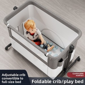 Lit bébé pliable en métal avec mobile de chevet et moustiquaire réglable <span class=keywords><strong>pour</strong></span> bébés de 0 à 24 mois, utilisation dans le salon et la chambre - Product Image 3