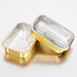 Meilleur <span class=keywords><strong>Prix</strong></span> REC370 Bol Rectangulaire en Aluminium Doré Jetable Écologique Qualité Alimentaire Emballage PET pour Gâteau Cuit à la Vapeur - Product Image 2