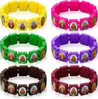 Bracelet catholique en bois extensible élastique avec images de saints religieux jésus et chapelet baptême en bois chrétien 1ère