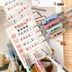 Moka St Nib Bàn Chải Chủ Đề Đặc Biệt Gel Bút Màu Đen Trong Suốt Vỏ Bọc Báo Chí Trung Tính Bút St Nhanh Chóng Làm Khô 0.5Mm Gel Bút Cho Sinh Viên - Product Image 5