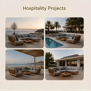 Sofá Seccional de Madera de Teca Moderno y Lujoso, Juego de Muebles de Patio para Jardín <span class=keywords><strong>Exterior</strong></span> - Product Image 2