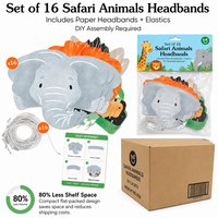 Serre-têtes en papier Animaux de la Savane & Accessoires Photo 16 Pièces Couronnes d'Animaux Sauvages pour Fêtes Anniversaires et Baby Showers