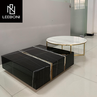 Nouveau style italien de luxe moderne pour salon table basse centrale carrée et table d'appoint ensemble table basse en marbre noir