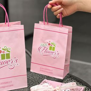 Hot Selling Custom Logo Printing Recyclable Gift Printed Pink Shopping <b>Paper</b> Bag with Twisted Handles Packaging <b>Paper</b> Bags - Product Image 2