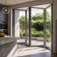 Porte pliante extérieure moderne en aluminium avec rupture de pont thermique et double vitrage pour usage extérieur, chambre et cuisine