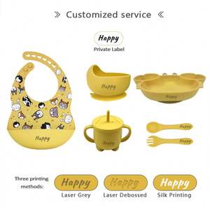 Juego de vajilla para bebé Rts, alimentador de silicona con forma de cangrejo, plato con ventosa impermeable, babero con cubiertos y taza. - Product Image 5