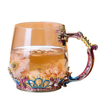 Tasse à café avec couronne en verre, 250 ml, usine chinoise, vente en gros, pour thé au lait, tasse d'eau style européen