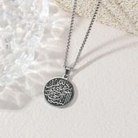 Collar de Acero Inoxidable con Colgante Islámico Árabe con Patrón Vintage, Caligrafía, para Eid, Venta al por Mayor para Hombres y Mujeres
