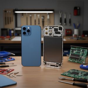 Coque arrière de remplacement pour Apple iPhone 12 Pro Max avec châssis bleu - Product Image 3