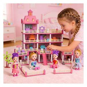 Élégante maison de poupée en plastique à construire soi-même avec mobilier de chambre, cuisine, salle de bain et balcon – Cadeau de jeu pour stimuler l'imagination - Product Image 2