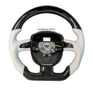 หนังคาร์บอนไฟเบอร์แท้จากโรงงานสำหรับพวงมาลัยรถยนต์ <span class=keywords><strong>Audi</strong></span> B7 A1 A3 A4 A6 A7 A8 B6 B8 B9 C6 C7 C8 TT R8 ซีรีส์ <span class=keywords><strong>Q</strong></span> - Product Image 1