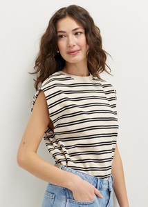 <span class=keywords><strong>Camiseta</strong></span> de Algodón a <span class=keywords><strong>Rayas</strong></span> para Mujer, Manga Corta, Corte Holgado, Dobladillo Elástico, Informal, Verano, Ligera, Estilo Vintage - Product Image 4