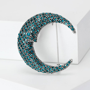 Versión coreana nueva creativa Retro Luna suegro plateado aleación cristal broche elegante Simple moda personalidad Pin - Product Image 2