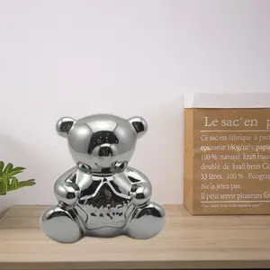 Tirelire ours en céramique avec décoration étoile Décoration intérieure pour enfants