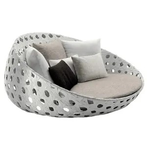 Cama de día redonda de alta calidad con forma de barco, muebles de mimbre para patio y jardín para patios, hoteles y villas - Product Image 1