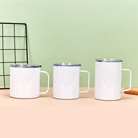 Mug isotherme en acier inoxydable blanc de 12 oz, 14 oz, 16 oz, avec poignée, pour sublimation