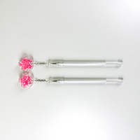 Stylo gel Ango Beautiful Sparkling Plastic Pink Petals Flower Pendant 0,5 mm bleu personnalisable pour étudiants, examens et signature