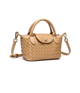 OEM ODM Woven Leather Women's Shoulder Bag Small Classic crossbody <b>handbags</b> Button Closure Daily Use - Product Image 3
