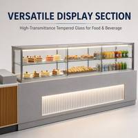 Comptoir de café pour boulangerie commerciale, sur mesure, avec éclairage LED, en pierre et bois grainé