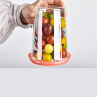 Boîte d'emballage jetable en plastique PET recyclable pour baies, raisins, framboises, avec couvercles imprimés