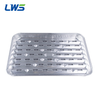 Récipient rond et rectangulaire en plastique perforé jetable de plateau de gril de BBQ de feuille d'aluminium de pp pour l'emballage de cuisson de fruit de nourriture