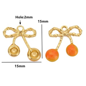 Colgante de acero inoxidable 3D con forma de gota de aceite de cereza en rojo, rosa y naranja para la fabricación de pendientes, componentes de joyería. - Product Image 4
