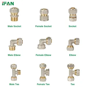 IFAN OEM ODM锻造PEX水管PEX配件黄铜接头适配器插座弯头三通压缩配件