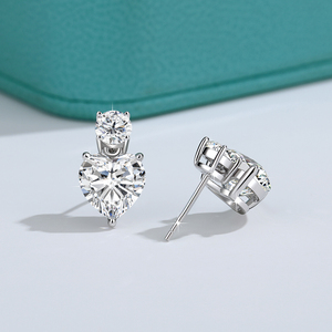 Joyería Clásica de Lujo, Pendientes de Plata de Ley 925 con Moissanita en Forma de Corazón de 3 Quilates VVS1 para Mujer - Product Image 3