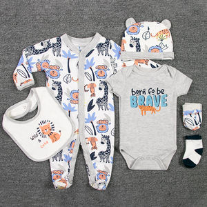 Set di abbigliamento <span class=keywords><strong>neonato</strong></span> Design simpatico cartone animato 100% <span class=keywords><strong>cotone</strong></span> tute per bambini per ragazzi e ragazze fascia di età 3-9 mesi per la stagione primaverile - Product Image 2