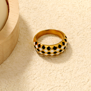 PVD 18K vàng thép không gỉ trang sức trắng/Xanh Zircon nhẫn màu đen và trắng rô men Vòng Thời Trang Phụ nữ nhẫn - Product Image 3