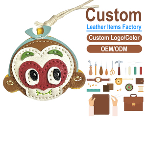 Handmade Gift Mini Handbag Seahorse Genuine <b>Leather</b> Light <b>Keychain</b> Embossing Printing High Quality Charm - Product Image 2