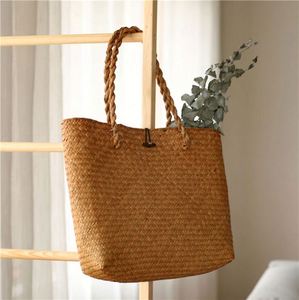 New Women Tote <b>Bag</b> Seagrass Woven Basket <b>Bag</b> Shoulder Travel Beach <b>Straw</b> Handbag - Product Image 2