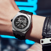 Reloj Automático Chino con Movimiento Automático, Reloj de Pulsera de Goma para Hombre, Reloj Casual de 44 mm