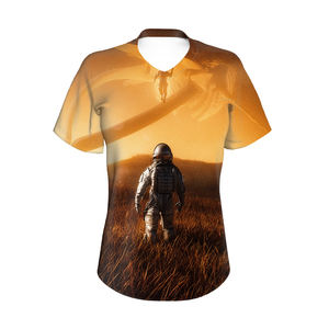 Camiseta de manga corta con cuello en V ajustada para mujer con imagen personalizada, algodón transpirable con decoración de rayas, tallas XS S XXS XXL, ropa de calle para verano - Product Image 3