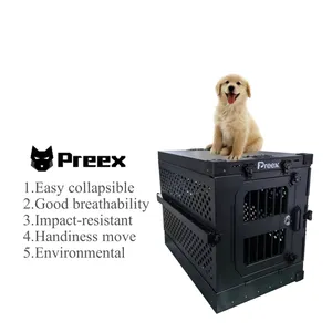 Preex 54" Aluminum Stackable Collapsible Dog Travel Crate Extra Large Folding Animal Kennel