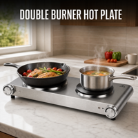 Plaque chauffante électrique double brûleur en acier inoxydable, 2500W, en fonte, portable, pour comptoir de cuisine domestique, directement de l'usine