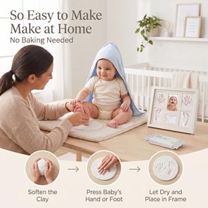 Marco de Fotos de Madera para Recién Nacidos 2026, Kit de Marco de Fotos con <span class=keywords><strong>Huellas</strong></span> de Manos y Pies de Bebé en Arcilla, Regalo para Baby Shower - Product Image 3