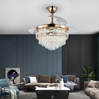 Ventilateur de plafond intelligent décoratif avec télécommande, ventilateur de plafond intelligent de luxe avec lumière, lustre pour salon