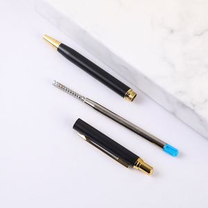Matte Black Gold Trim Click Metal Ballpoint Pen, Classic Executive Retractable Signature Pen Custom Logo for Business - Product Image 4