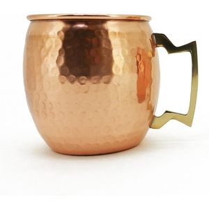 Taza de mula de Moscú de cobre puro 100% hecha a mano, taza martillada de 16 onzas, Juego de 2 con mango de latón, estilo Ins - Product Image 1