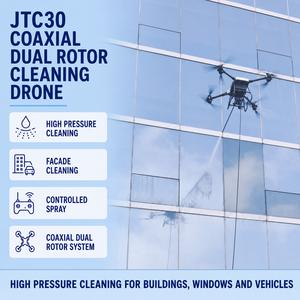 Drone de nettoyage à double rotor coaxial JTC30, jet d'eau haute pression, UAV pour le nettoyage des fenêtres de bâtiments et des véhicules - Product Image 1