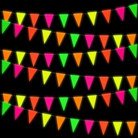Negro de luz de neón guirnalda de papel de Banner colgante decoraciones cumpleaños fiesta Multicolor banderas del empavesado gran decoraciones de la boda