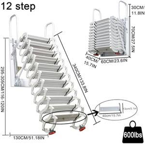 12-Bước Trắng Gác Mái Treo Tường Gấp Loft Thang Có Thể Thu Vào Đóng Mở Rộng Cầu Thang Hệ Thống Pulldown Vận Chuyển Hàng Hóa Thang Máy - Product Image 3